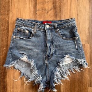 Signature 8 Distressed Denim Women Shorts, Medium Wash